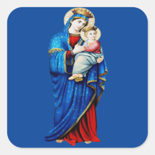 Adesivo Quadrado Virgem Maria com Menino Jesus