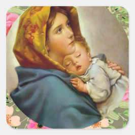 Adesivo Quadrado Virgem Maria Jesus Mãe Abençoada Santa Maria