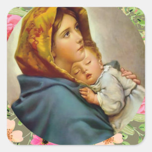 Adesivo Quadrado Virgem Maria Jesus Mãe Abençoada Santa Maria
