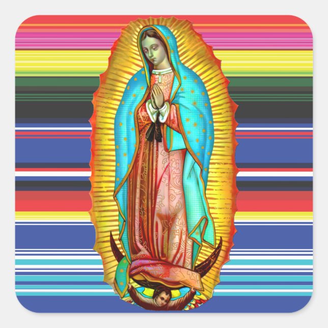 Adesivo Quadrado Virgem Maria Nossa Senhora de Guadalupe Tilma Stic (Frente)