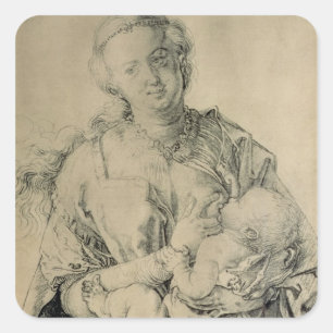 Adesivo Quadrado Virgem Maria que suckling a criança do cristo,