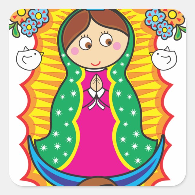 ADESIVO QUADRADO VIRGEN DE GUADALUPE CARICATURA 01 PRO PERSONALIZÁV (Frente)