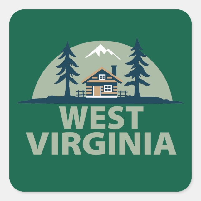 Adesivo Quadrado Virgínia Ocidental, Estados Unidos da América (Frente)