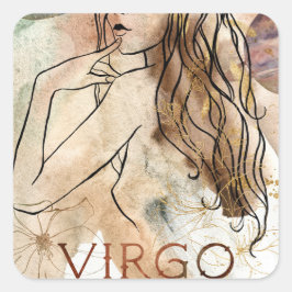 Adesivo Quadrado Virgo Maiden Earth sign astrological symbol gold