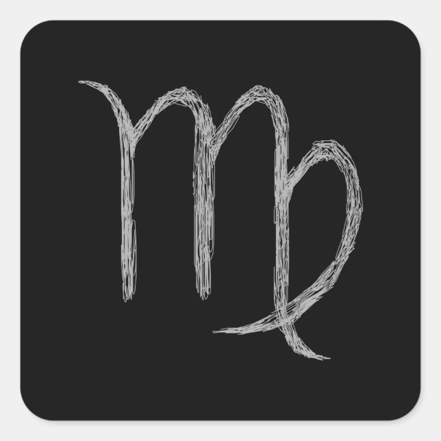 Adesivo Quadrado Virgo. Sinal de Astrologia Zodíaca. Branco. (Frente)
