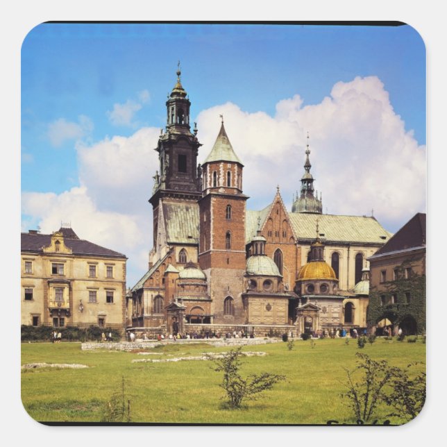 Adesivo Quadrado Visão da Catedral de Wawel (Frente)