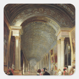 Adesivo Quadrado Visão da Grande Galeria do Louvre, 1841