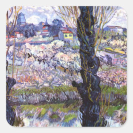 Adesivo Quadrado Visão de Arles, Pomares Flores (1889) Van Gogh