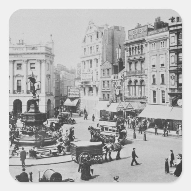 Adesivo Quadrado Visão do Piccadilly Circus, c. 1900 (Frente)