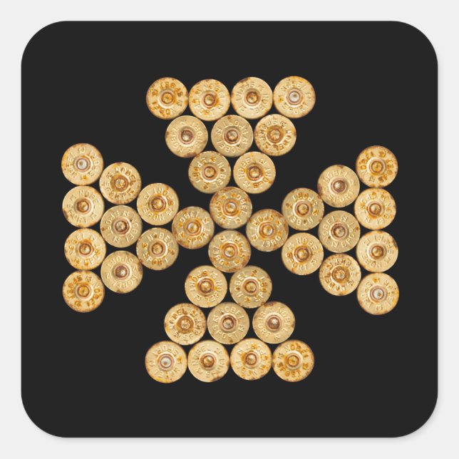 Adesivo Quadrado Visão superior dos cartuchos de caça (Frente)