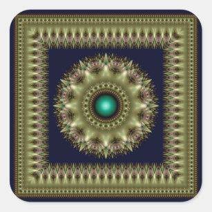 Adesivo Quadrado Visionário quadrado verde-fractal