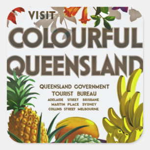 Adesivo Quadrado Visita Queensland colorido