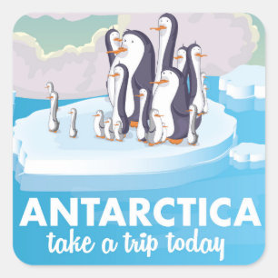 Adesivo Quadrado Visite a Antártida Cartaz de viagem vintage