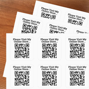 Adesivo Quadrado Visite Meu Design de código QR da Loja Online