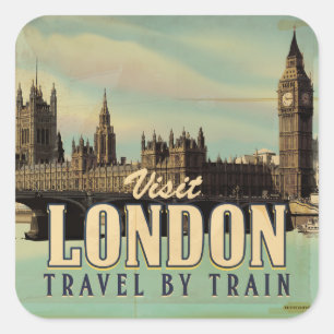 Adesivo Quadrado Visite o pôster vintage de Londres