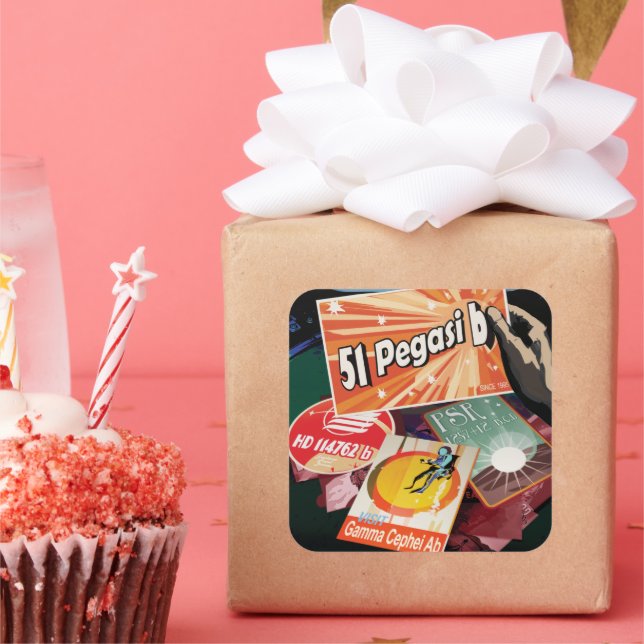 Adesivo Quadrado Visite o primeiro exoplaneta encontrado fora do si (Festa)