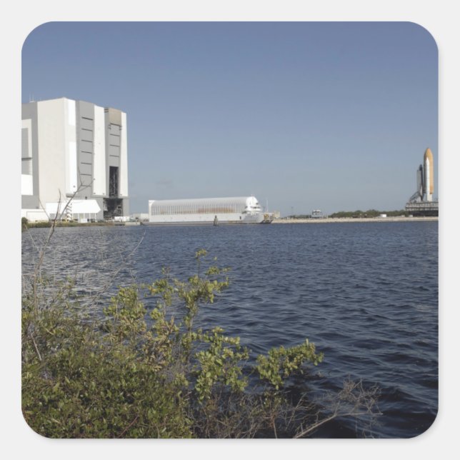 Adesivo Quadrado Vista através da bacia, Space Shuttle Atlantis (Frente)