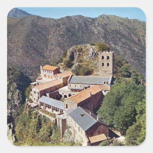 Adesivo Quadrado Vista da abadia de St Martin du Canigou