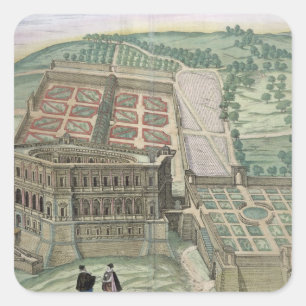 Adesivo Quadrado Vista da casa de campo Farnese e dos jardins, 'de