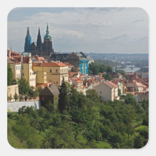 Adesivo Quadrado Vista da Catedral de São Vito, Praga, República Tc