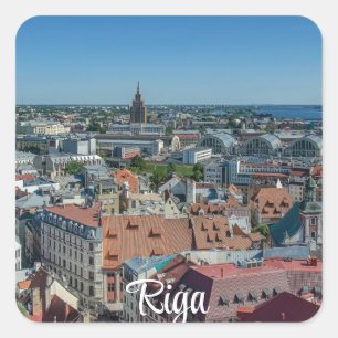 Adesivo Quadrado Vista da cidade antiga de Riga de cima