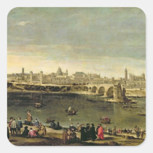 Adesivo Quadrado Vista da cidade de Zaragoza