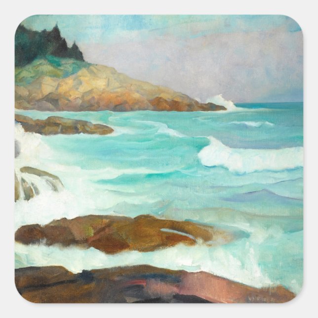 Adesivo Quadrado Vista da Costa do Maine por Newell Convers Wyeth (Frente)