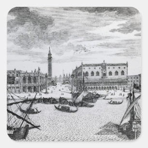 Adesivo Quadrado Vista da praça San Marco do Bacino, Veneza