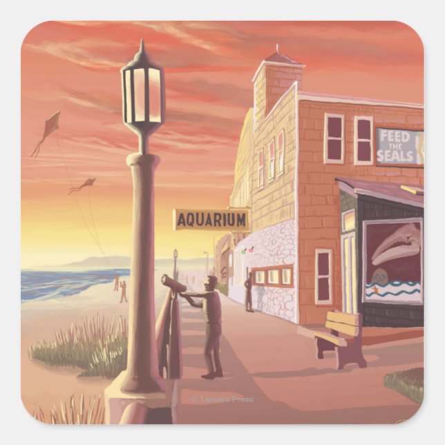 Adesivo Quadrado Vista de Aquário de Oregon (Frente)