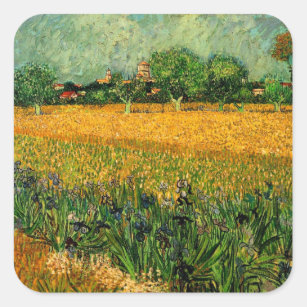 Adesivo Quadrado Vista de Arles com Irlandeses por Vincent van Gogh
