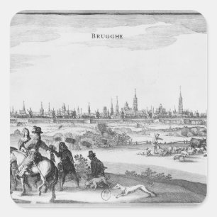 Adesivo Quadrado Vista de Bruges