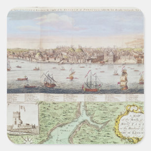 Adesivo Quadrado Vista de Lisboa, 1755