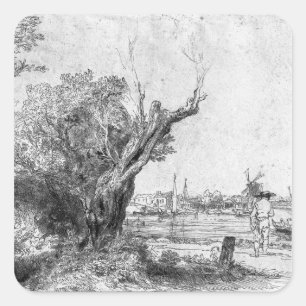 Adesivo Quadrado Vista de Omval, perto de Amsterdão, 1645