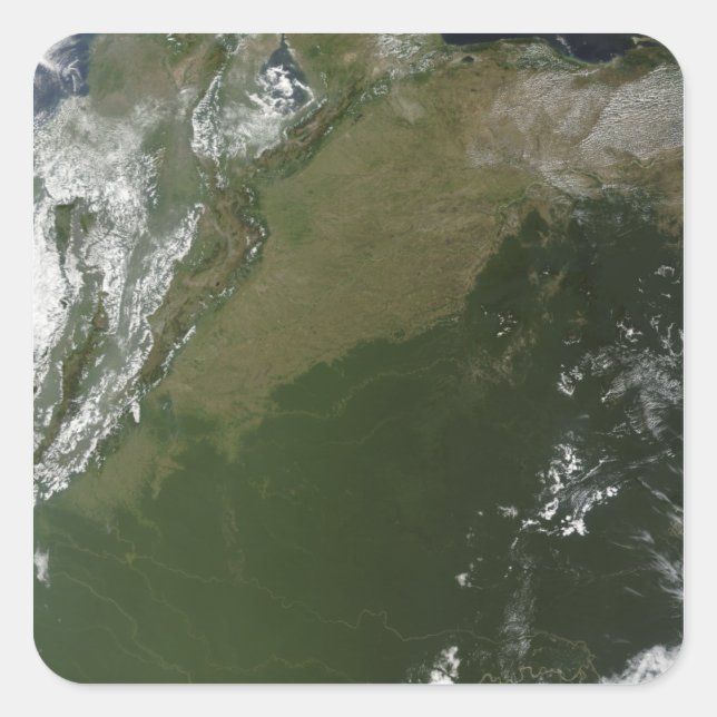 Adesivo Quadrado Vista de satélite da Colúmbia Oriental (Frente)