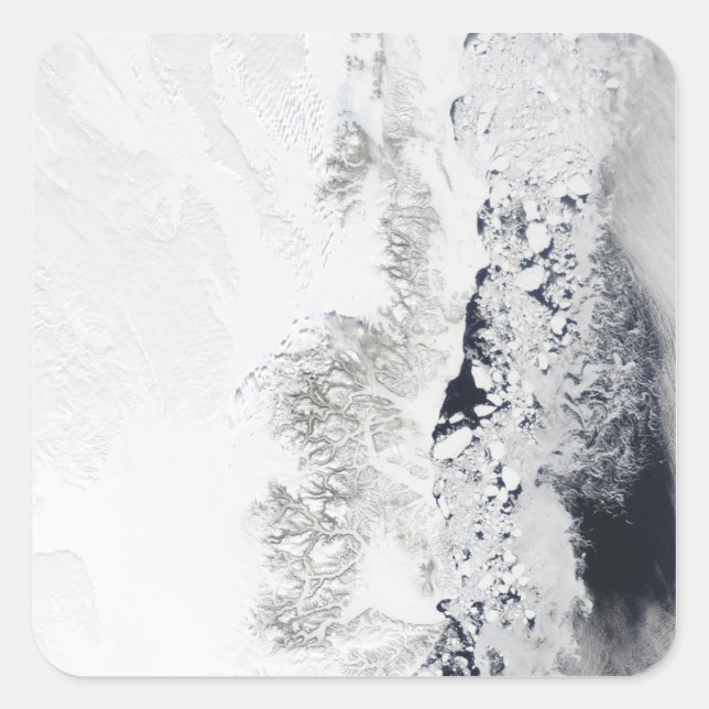 Adesivo Quadrado Vista de satélite da costa oriental de Greenlan (Frente)
