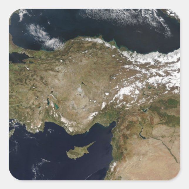 Adesivo Quadrado Vista de satélite da Turquia (Frente)