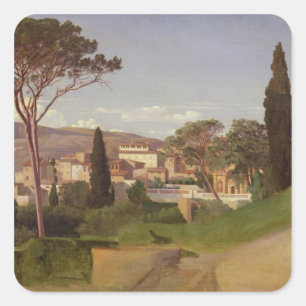 Adesivo Quadrado Vista de uma casa de campo romana, 1844