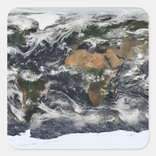 Adesivo Quadrado Vista detalhada por satélite da Terra (Frente)