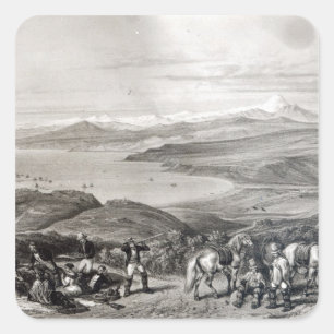 Adesivo Quadrado Vista distante do vulcão de Aconcagua