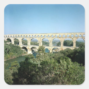Adesivo Quadrado Vista do aqueduto romano, c.19 construído BC