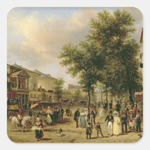 Adesivo Quadrado Vista do bulevar Montmartre, Paris, 1830