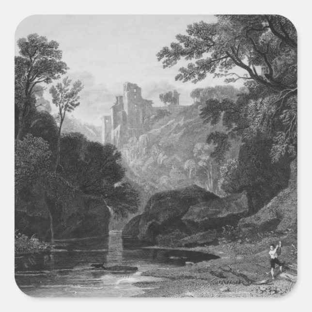 Adesivo Quadrado Vista do Castelo de Roslin (Frente)