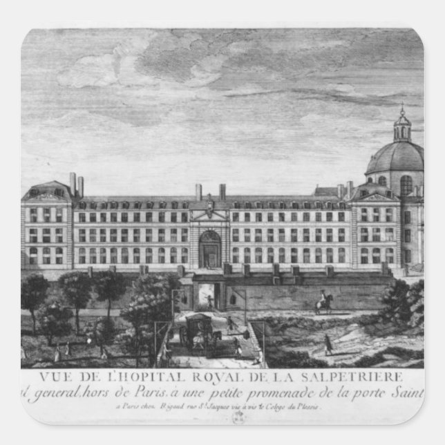 Adesivo Quadrado Vista do Hopital Royal de La Salpetriere (Frente)
