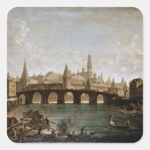 Adesivo Quadrado Vista do Kremlin e da ponte de Kamenny