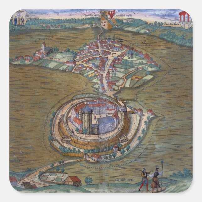 Adesivo Quadrado Vista do Lugar de Louis le Grand, com uma de t (Frente)