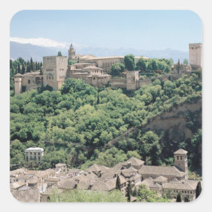 Adesivo Quadrado Vista do palácio do Alhambra