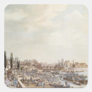 Adesivo Quadrado Vista do porto St Paul, Paris, 1782