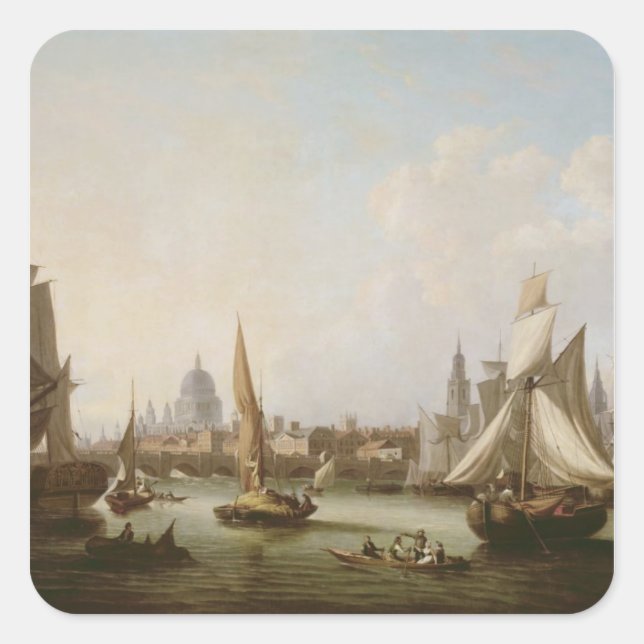 Adesivo Quadrado Vista do rio Tamisa (Frente)