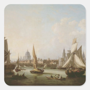 Adesivo Quadrado Vista do rio Tamisa