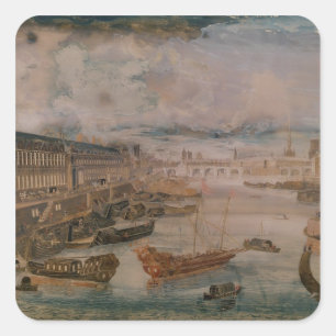 Adesivo Quadrado Vista do Seine, o Galerie grandioso do Louvre